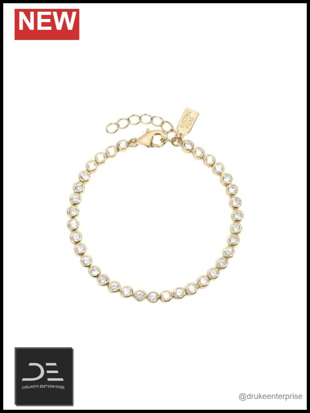 14k Gold Plated Tennis Bracelet Bezel Cubic Zirconia